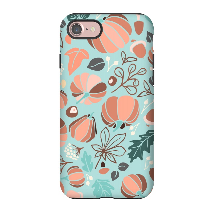 iPhone 7 StrongFit Fall Fruits in Mint and Orange by Paula Ohreen