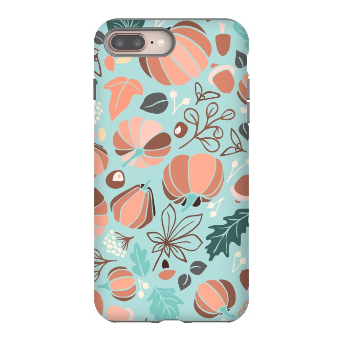 iPhone 7 plus StrongFit Fall Fruits in Mint and Orange by Paula Ohreen