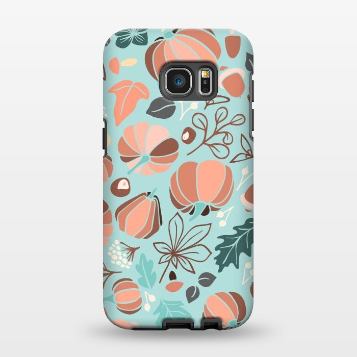 Galaxy S7 EDGE StrongFit Fall Fruits in Mint and Orange by Paula Ohreen