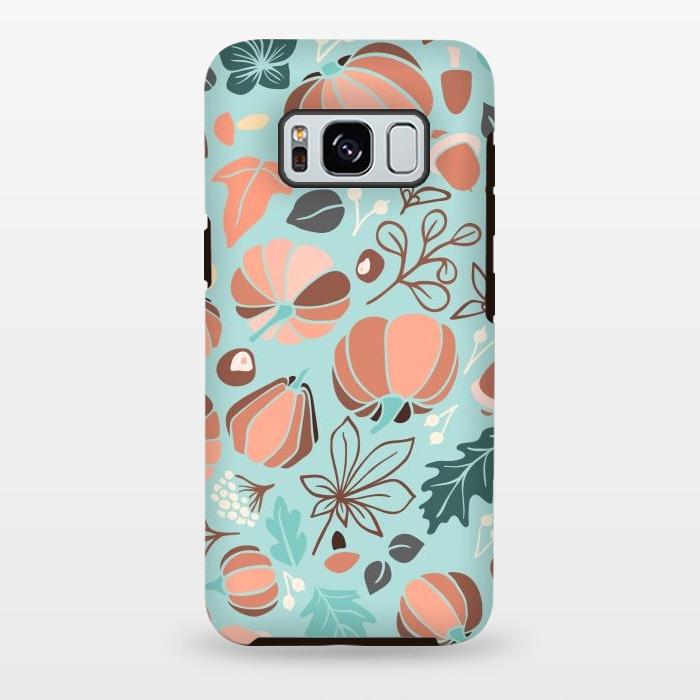 Galaxy S8 plus StrongFit Fall Fruits in Mint and Orange by Paula Ohreen