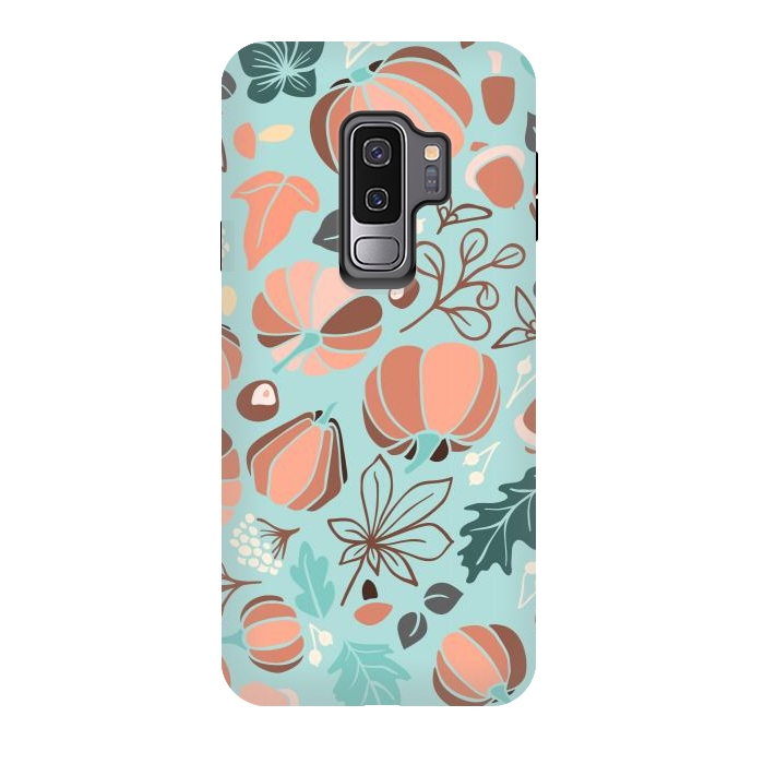 Galaxy S9 plus StrongFit Fall Fruits in Mint and Orange by Paula Ohreen