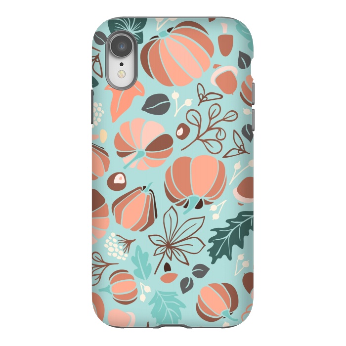 iPhone Xr StrongFit Fall Fruits in Mint and Orange by Paula Ohreen