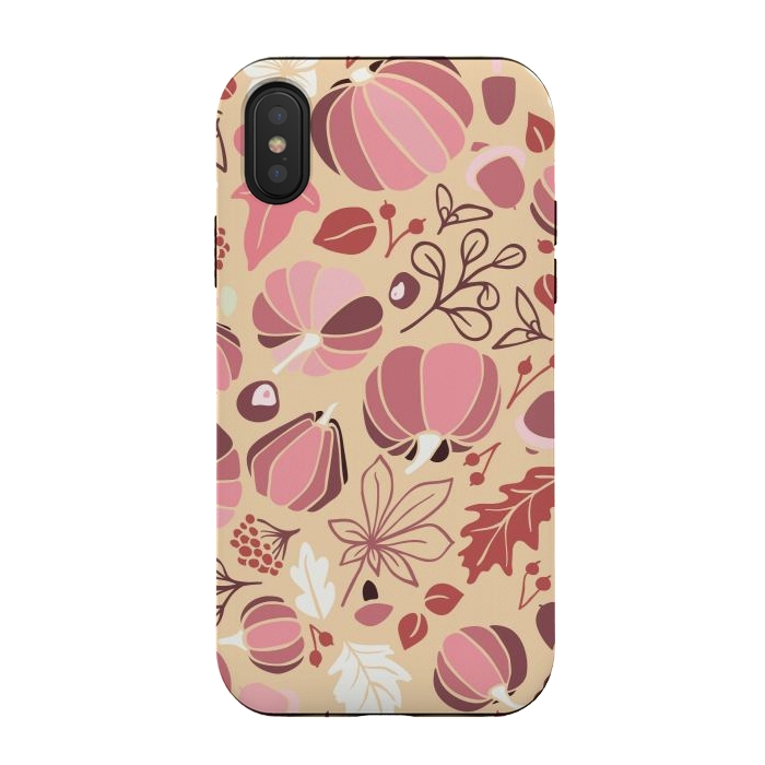 iPhone Xs / X StrongFit Fall Fruits in Cream and Pink by Paula Ohreen