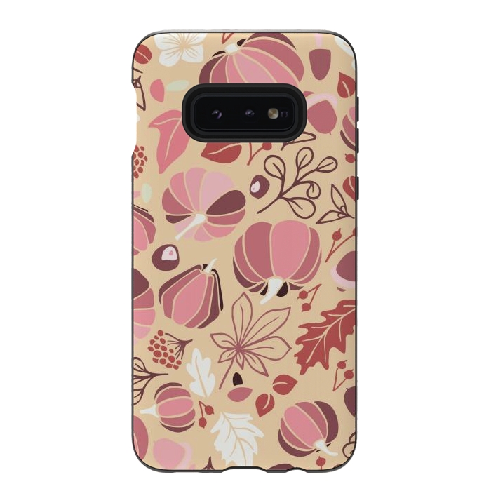 Galaxy S10e StrongFit Fall Fruits in Cream and Pink by Paula Ohreen