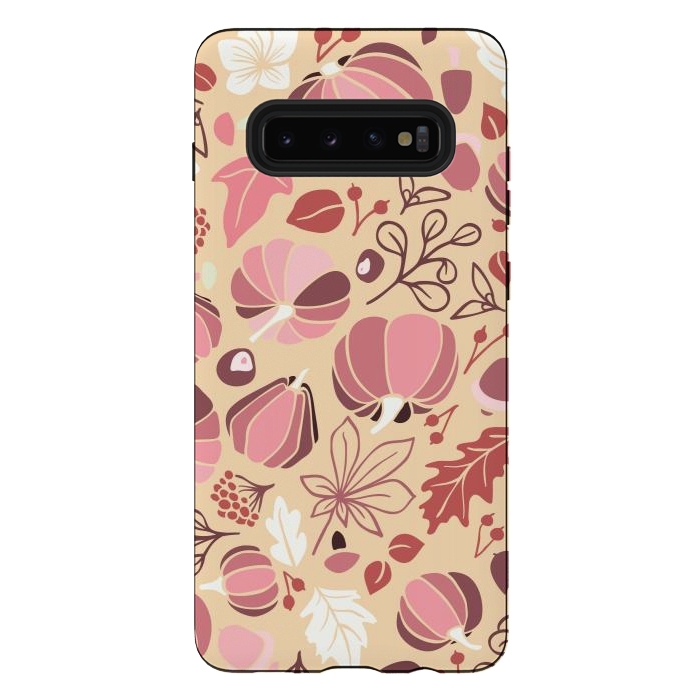 Galaxy S10 plus StrongFit Fall Fruits in Cream and Pink by Paula Ohreen
