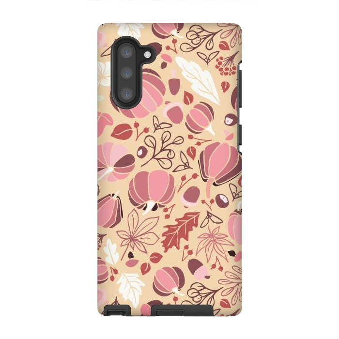 Galaxy Note 10 StrongFit Fall Fruits in Cream and Pink by Paula Ohreen