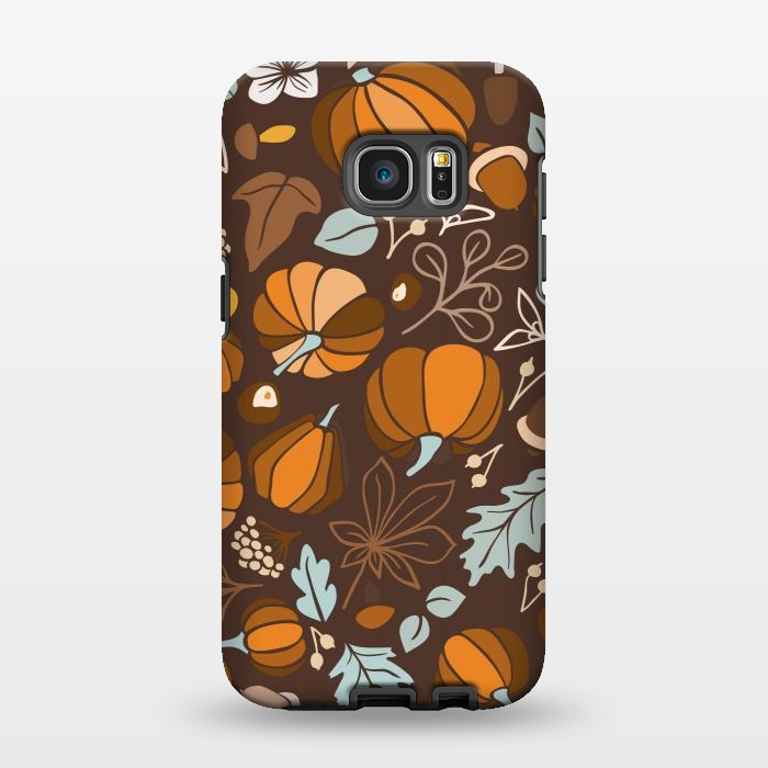 Galaxy S7 EDGE StrongFit Fall Fruits in Brown and Mustard by Paula Ohreen