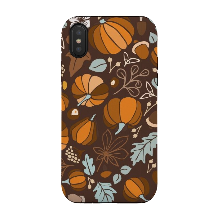 iPhone Xs / X StrongFit Fall Fruits in Brown and Mustard by Paula Ohreen