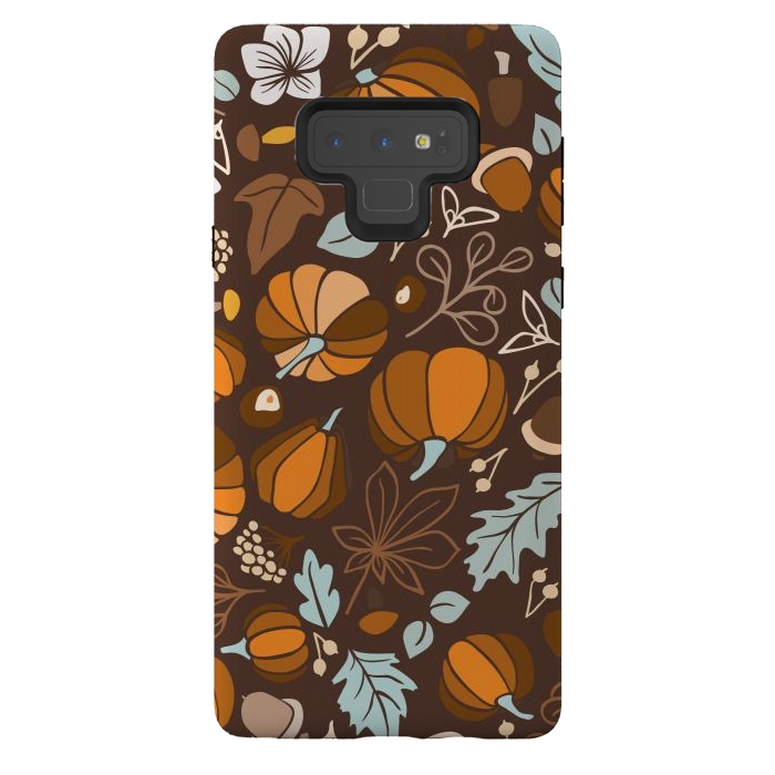 Galaxy Note 9 StrongFit Fall Fruits in Brown and Mustard by Paula Ohreen