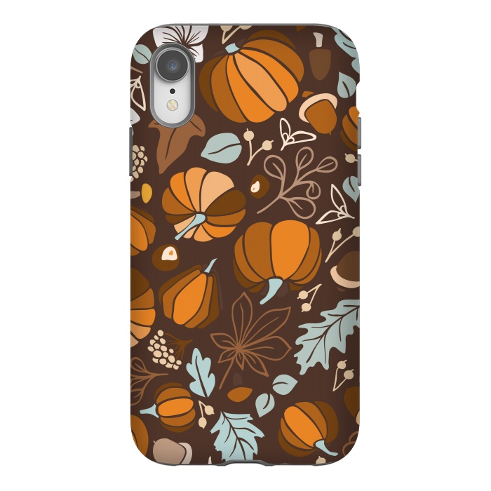 iPhone Xr StrongFit Fall Fruits in Brown and Mustard by Paula Ohreen