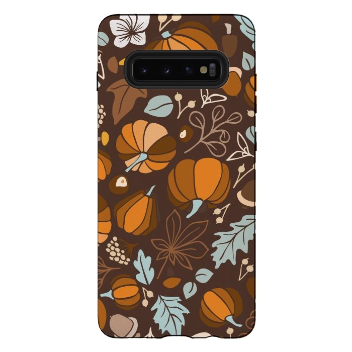 Galaxy S10 plus StrongFit Fall Fruits in Brown and Mustard by Paula Ohreen