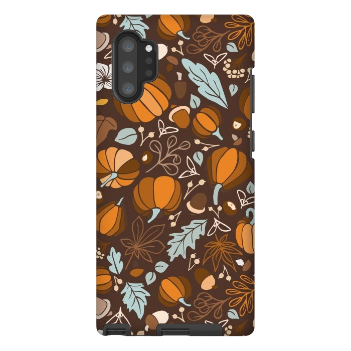 Galaxy Note 10 plus StrongFit Fall Fruits in Brown and Mustard by Paula Ohreen