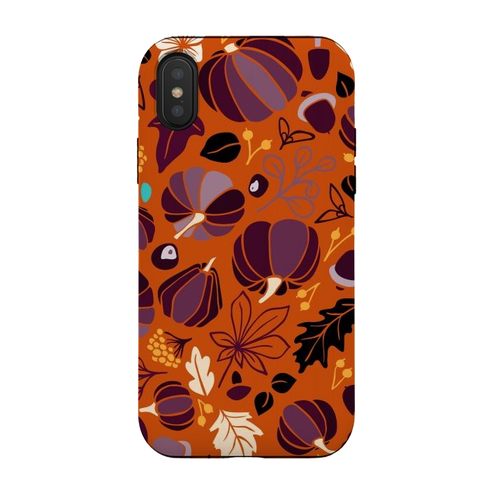 iPhone Xs / X StrongFit Fall Fruits in Orange and Purple by Paula Ohreen