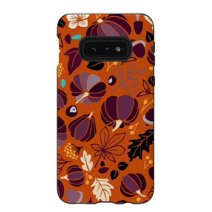 Galaxy S10e StrongFit Fall Fruits in Orange and Purple by Paula Ohreen