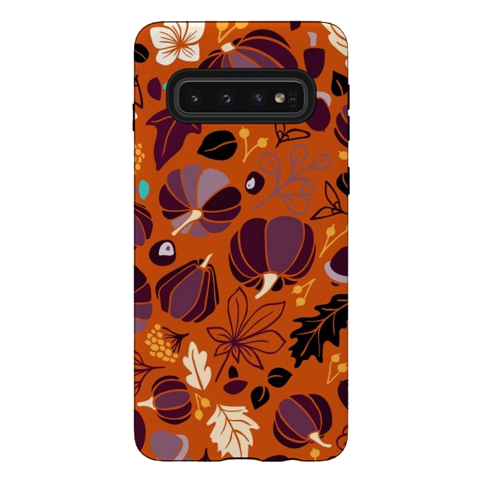 Galaxy S10 StrongFit Fall Fruits in Orange and Purple by Paula Ohreen