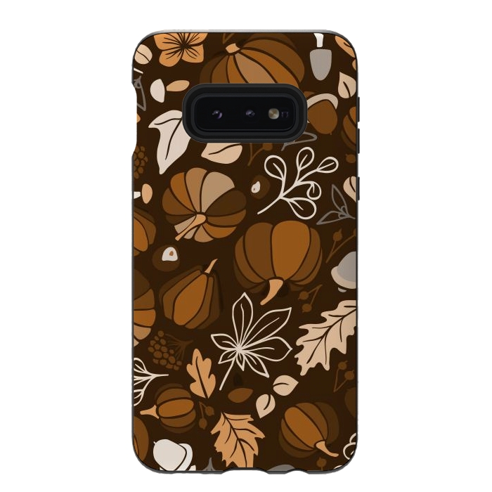 Galaxy S10e StrongFit Fall Fruits in Brown and Beige by Paula Ohreen