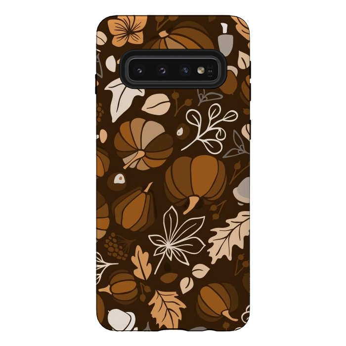 Galaxy S10 StrongFit Fall Fruits in Brown and Beige by Paula Ohreen