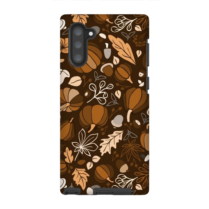 Galaxy Note 10 StrongFit Fall Fruits in Brown and Beige by Paula Ohreen