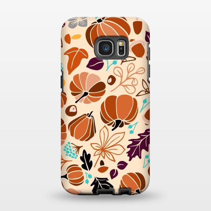 Galaxy S7 EDGE StrongFit Fall Fruits in Cream and Orange by Paula Ohreen