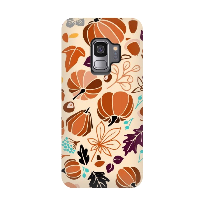 Galaxy S9 StrongFit Fall Fruits in Cream and Orange by Paula Ohreen