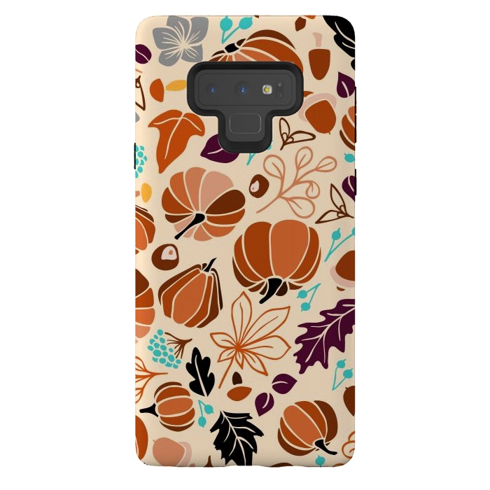 Galaxy Note 9 StrongFit Fall Fruits in Cream and Orange by Paula Ohreen