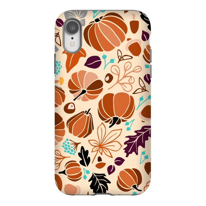 iPhone Xr StrongFit Fall Fruits in Cream and Orange by Paula Ohreen