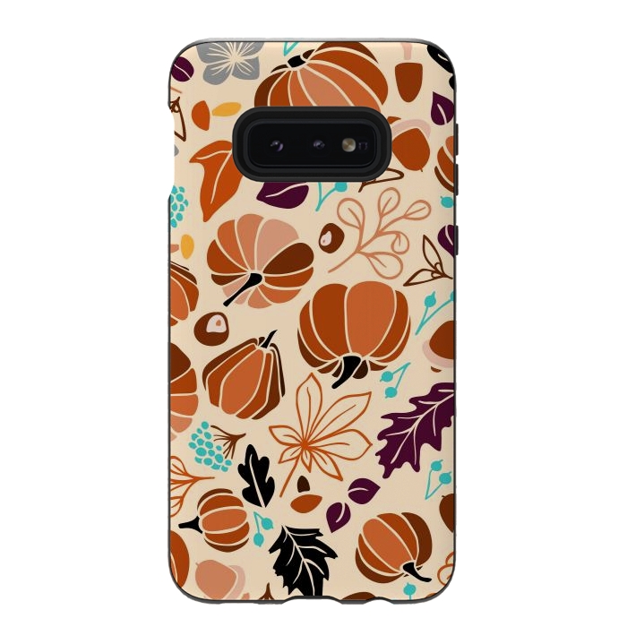Galaxy S10e StrongFit Fall Fruits in Cream and Orange by Paula Ohreen