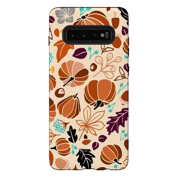 Galaxy S10 plus StrongFit Fall Fruits in Cream and Orange by Paula Ohreen