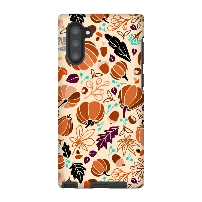 Galaxy Note 10 StrongFit Fall Fruits in Cream and Orange by Paula Ohreen