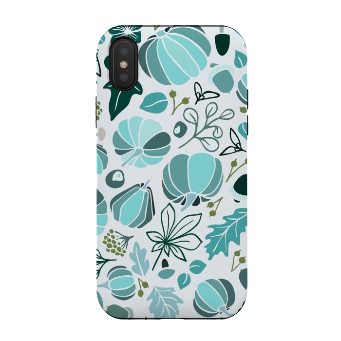 iPhone Xs / X StrongFit Fall Fruits in Blue and Green by Paula Ohreen