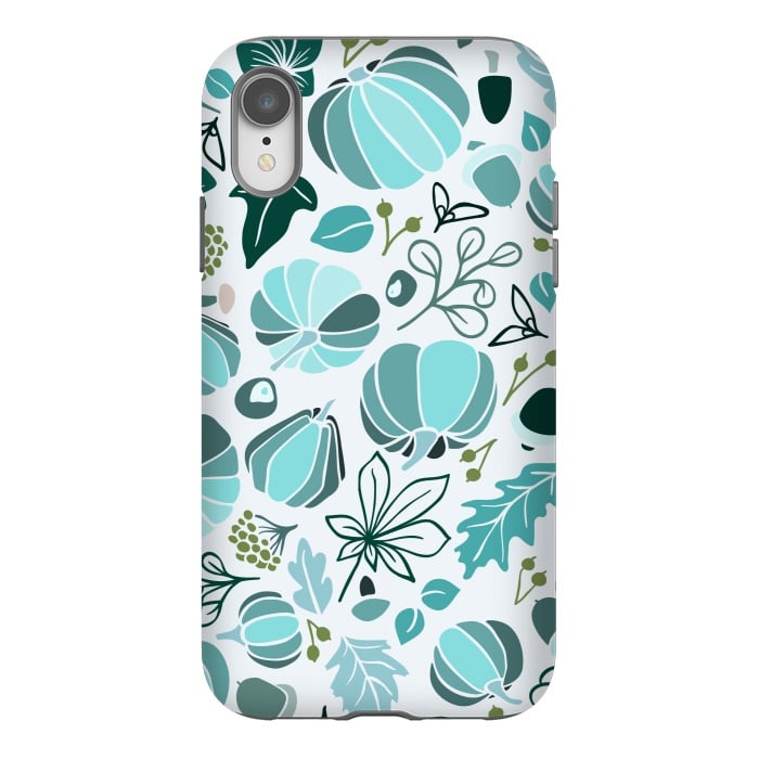 iPhone Xr StrongFit Fall Fruits in Blue and Green by Paula Ohreen
