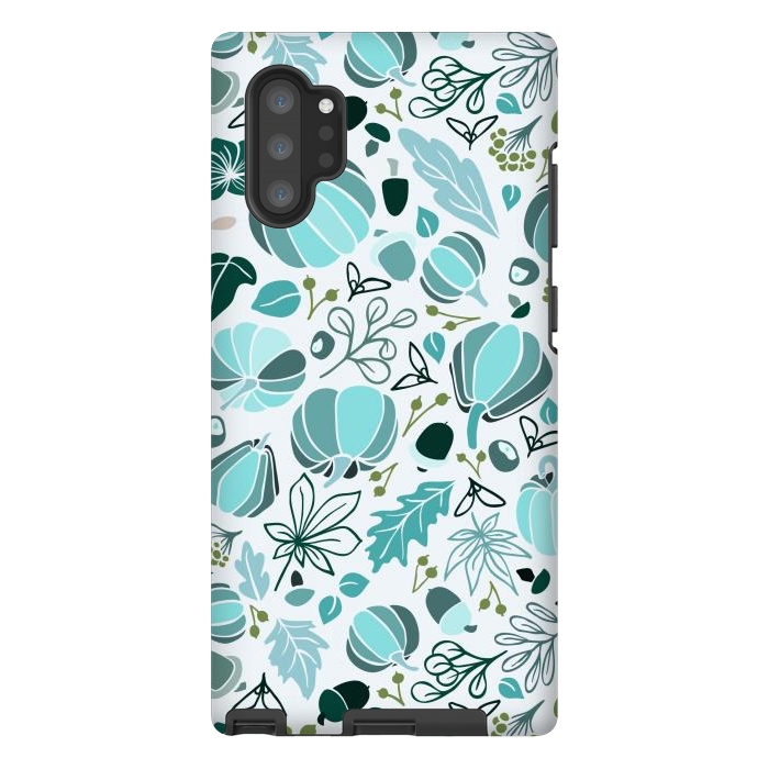 Galaxy Note 10 plus StrongFit Fall Fruits in Blue and Green by Paula Ohreen