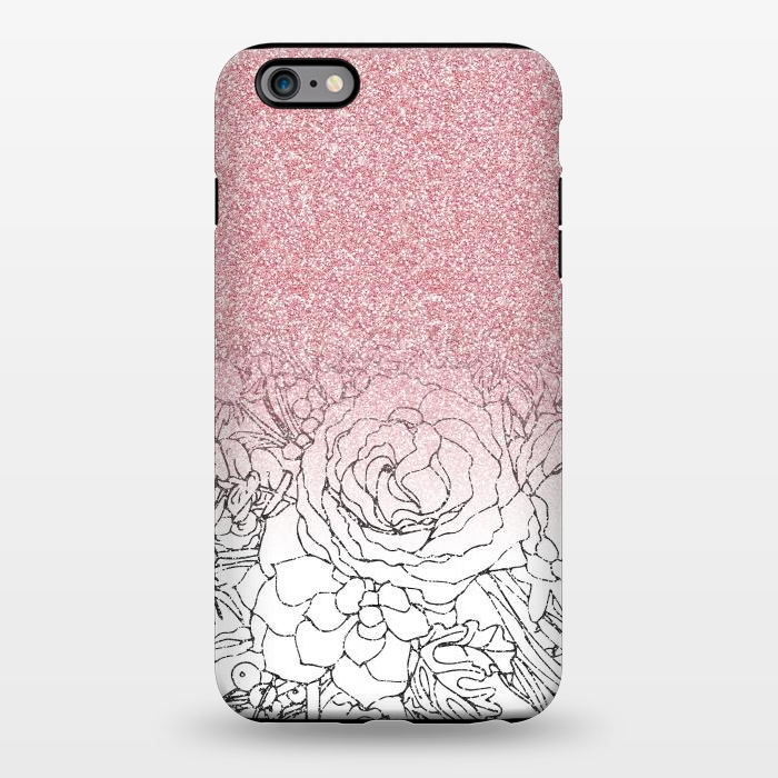 iPhone 6/6s plus StrongFit Elegant Floral Doodles Pink Gradient Glitter Image by InovArts