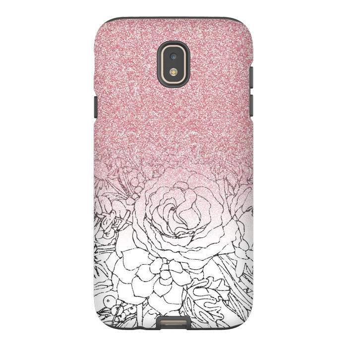Galaxy J7 StrongFit Elegant Floral Doodles Pink Gradient Glitter Image by InovArts