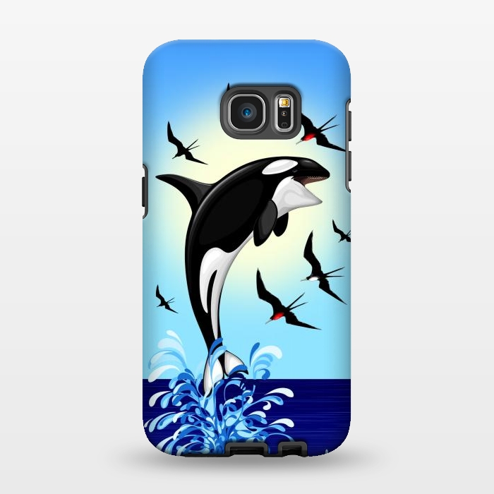 Galaxy S7 EDGE StrongFit Orca Killer Whale jumping out of Ocean by BluedarkArt