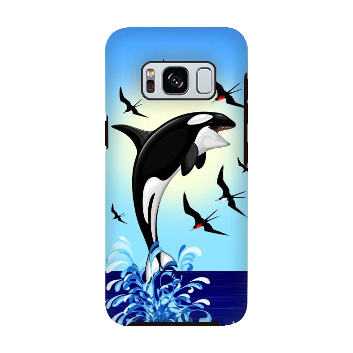 Galaxy S8 StrongFit Orca Killer Whale jumping out of Ocean by BluedarkArt