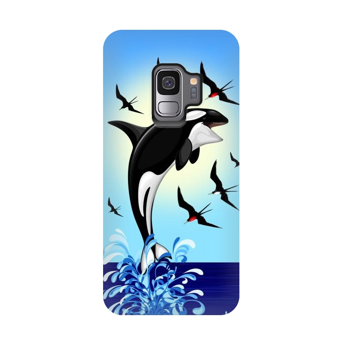 Galaxy S9 StrongFit Orca Killer Whale jumping out of Ocean by BluedarkArt