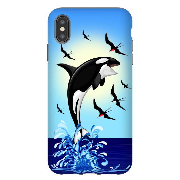 iPhone Xs Max StrongFit Orca Killer Whale jumping out of Ocean by BluedarkArt