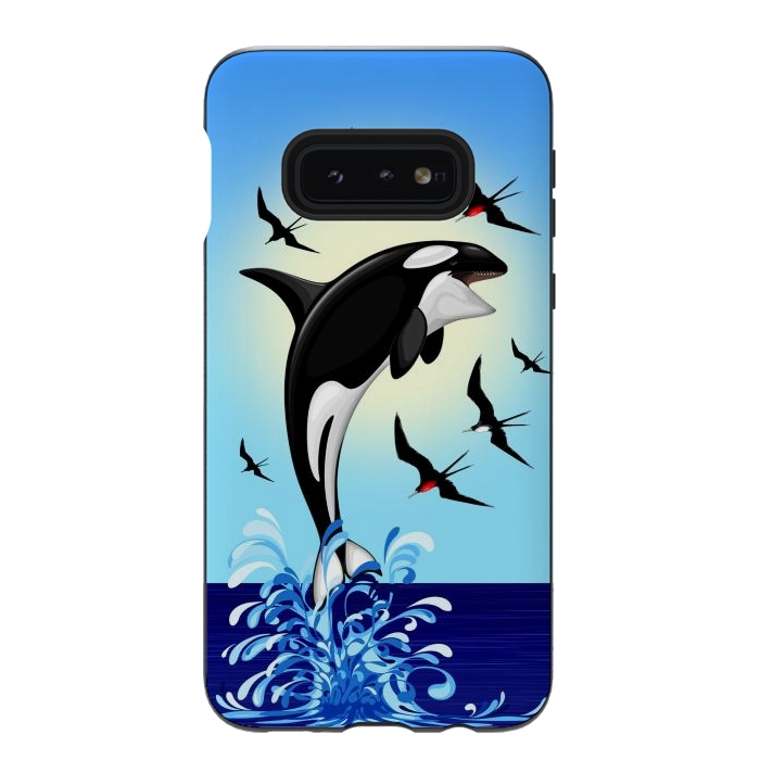 Galaxy S10e StrongFit Orca Killer Whale jumping out of Ocean by BluedarkArt