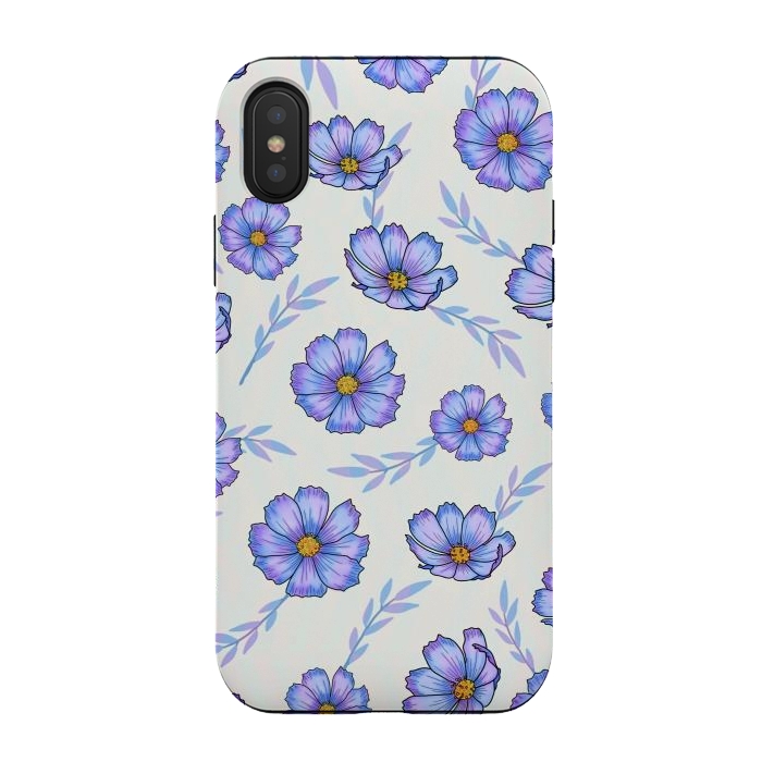 iPhone Xs / X StrongFit Purple blue flowers by Jms