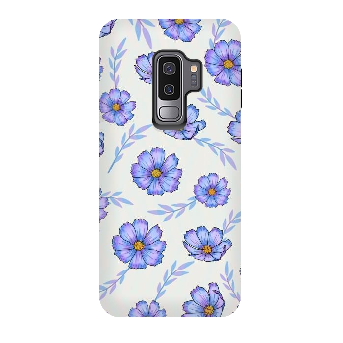 Galaxy S9 plus StrongFit Purple blue flowers by Jms