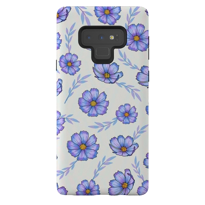 Galaxy Note 9 StrongFit Purple blue flowers by Jms