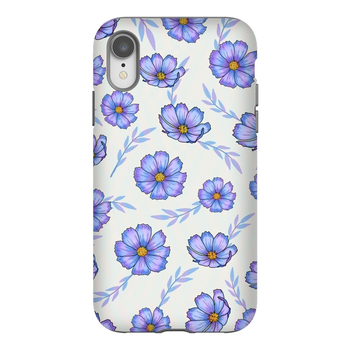 iPhone Xr StrongFit Purple blue flowers by Jms