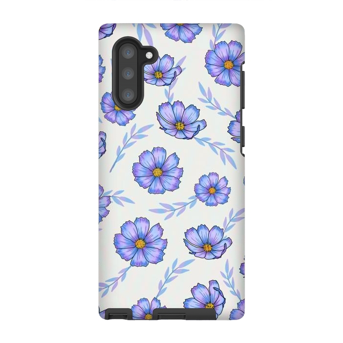 Galaxy Note 10 StrongFit Purple blue flowers by Jms