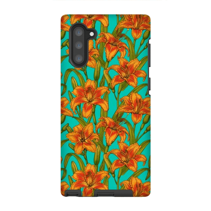 Galaxy Note 10 StrongFit Tawny daylily flowers  by Katerina Kirilova