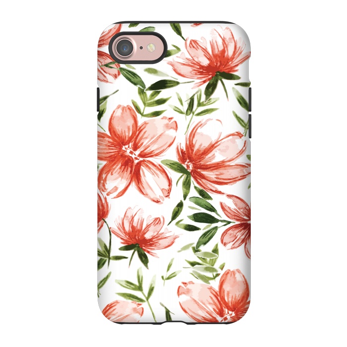 iPhone 7 StrongFit Red Watercolor Flowers by Bledi