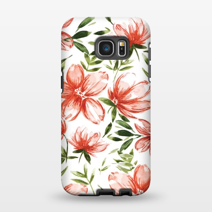 Galaxy S7 EDGE StrongFit Red Watercolor Flowers by Bledi
