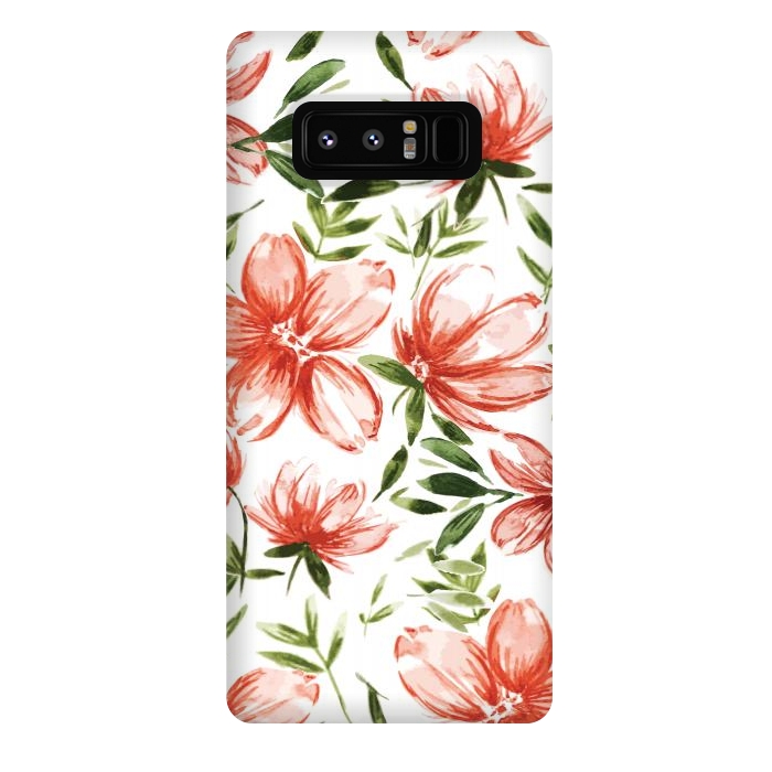 Galaxy Note 8 StrongFit Red Watercolor Flowers by Bledi