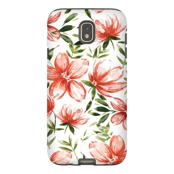 Galaxy J7 StrongFit Red Watercolor Flowers by Bledi