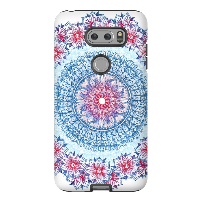 V30 StrongFit Red, White and Blue Floral Mandala by Micklyn Le Feuvre
